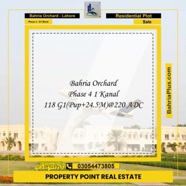 24.5 Marla Residential Plot for Sale in Phase 4 - G1 Block -  Bahria Orchard, Lahore - (BP-203915)