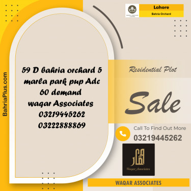 Residential Plot for Sale in Bahria Orchard, Lahore - (BP-203929)
