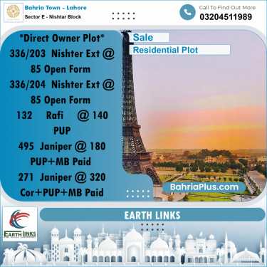 5 Marla Residential Plot for Sale in Sector E - Nishtar Block -  Bahria Town, Lahore - (BP-203930)