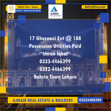 1 Kanal Residential Plot for Sale in Sector F - Ghaznavi Ext. Block -  Bahria Town, Lahore - (BP-204057)
