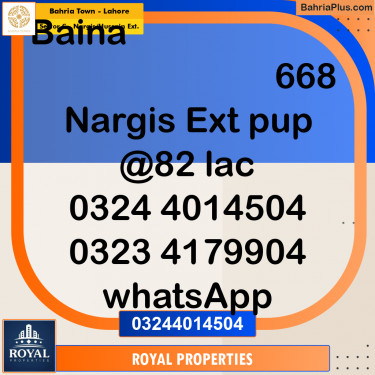 Residential Plot for Sale in Sector C - Nargis/Hussain Ext. -  Bahria Town, Lahore - (BP-204069)