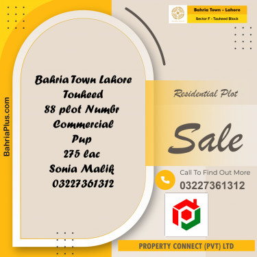 Residential Plot for Sale in Sector F - Tauheed Block -  Bahria Town, Lahore - (BP-204095)