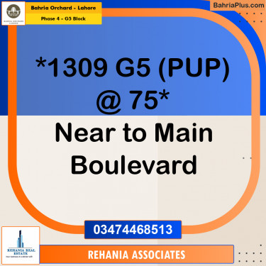 10 Marla Residential Plot for Sale in Phase 4 - G5 Block -  Bahria Orchard, Lahore - (BP-204108)