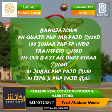 Residential Plot for Sale in Bahria Town, Lahore - (BP-204148)