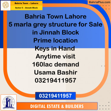 Residential Plot for Sale in Sector E - Jinnah Block -  Bahria Town, Lahore - (BP-204241)