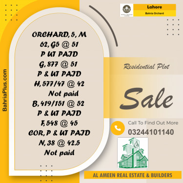 Residential Plot for Sale in Bahria Orchard, Lahore - (BP-204291)