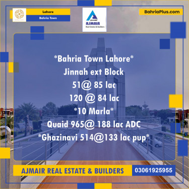 Residential Plot for Sale in Bahria Town, Lahore - (BP-204338)