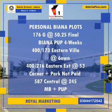 Residential Plot for Sale in Phase 2 - G Block -  Bahria Orchard, Lahore - (BP-204362)