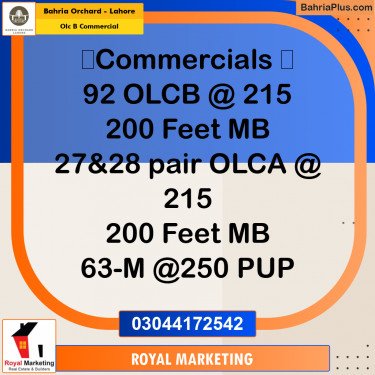 Commercial Plot for Sale in OLC B Commercial -  Bahria Orchard, Lahore - (BP-204374)