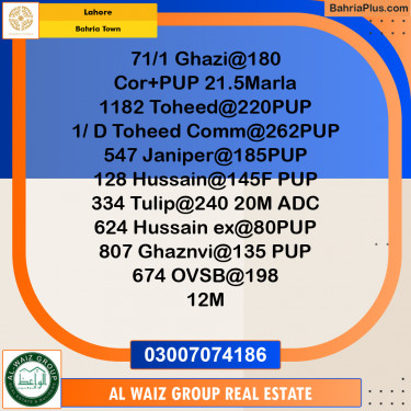 Residential Plot for Sale in Bahria Town, Lahore - (BP-204388)