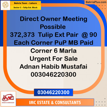 Residential Plot for Sale in Sector C - Tulip Ext. Block -  Bahria Town, Lahore - (BP-204401)
