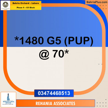10 Marla Residential Plot for Sale in Phase 4 - G5 Block -  Bahria Orchard, Lahore - (BP-204418)