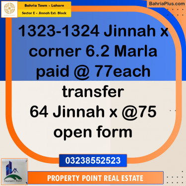 Residential Plot for Sale in Sector E - Jinnah Ext. Block -  Bahria Town, Lahore - (BP-204434)