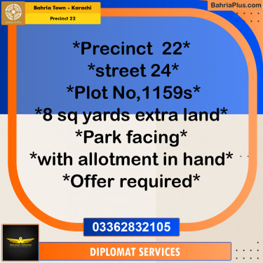 250 Sq. Yards Residential Plot for Sale in Precinct 22 -  Bahria Town, Karachi - (BP-204445)