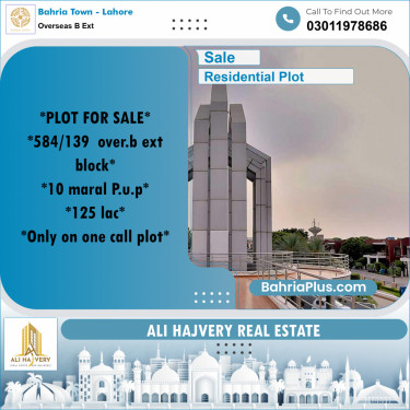 10 Marla Residential Plot for Sale in Overseas B Ext -  Bahria Town, Lahore - (BP-204496)
