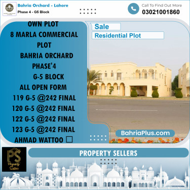 8 Marla Residential Plot for Sale in Phase 4 - G5 Block -  Bahria Orchard, Lahore - (BP-204518)