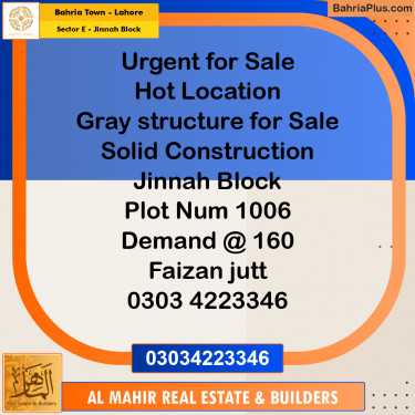 Residential Plot for Sale in Sector E - Jinnah Block -  Bahria Town, Lahore - (BP-204548)