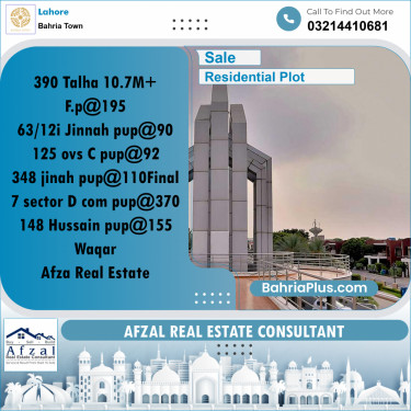 Residential Plot for Sale in Bahria Town, Lahore - (BP-204571)