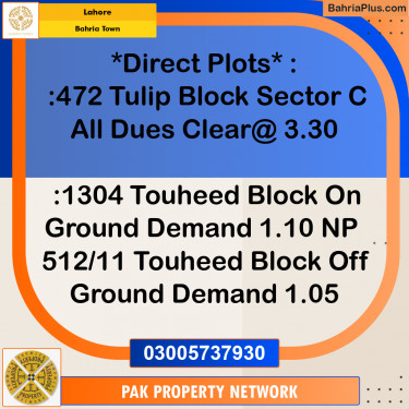 Residential Plot for Sale in Bahria Town, Lahore - (BP-204572)