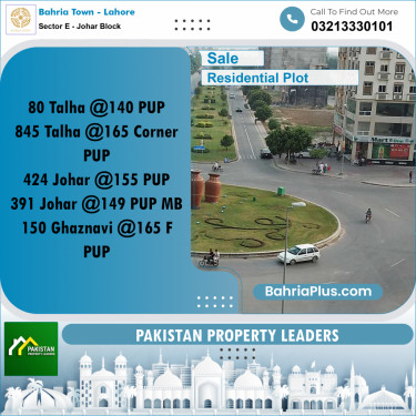 10 Marla Residential Plot for Sale in Sector E - Johar Block -  Bahria Town, Lahore - (BP-204638)