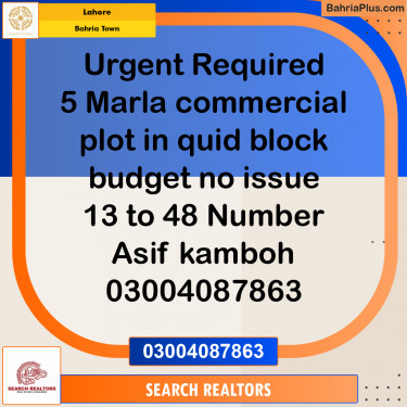 Commercial Plot for Sale in Bahria Town, Lahore - (BP-204695)