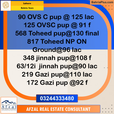 Residential Plot for Sale in Bahria Town, Lahore - (BP-204713)