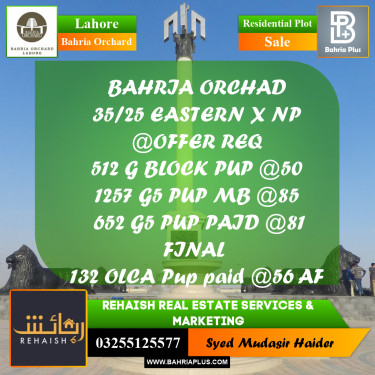 Residential Plot for Sale in Bahria Orchard, Lahore - (BP-204720)
