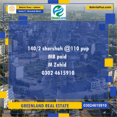 Residential Plot for Sale in Sector F - Shershah Block -  Bahria Town, Lahore - (BP-204735)