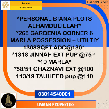 Residential Plot for Sale in Bahria Town, Lahore - (BP-204754)