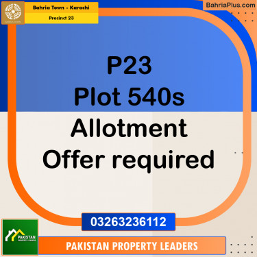 Residential Plot for Sale in Precinct 23 -  Bahria Town, Karachi - (BP-204768)