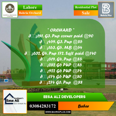 Residential Plot for Sale in Bahria Orchard, Lahore - (BP-204789)
