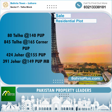 10 Marla Residential Plot for Sale in Sector F - Talha Block -  Bahria Town, Lahore - (BP-204795)