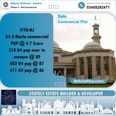 8 Marla Commercial Plot for Sale in Phase 4 - G4 Commercial -  Bahria Orchard, Lahore - (BP-204796)