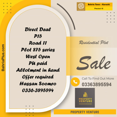125 Sq. Yards Residential Plot for Sale in Precinct 15 -  Bahria Town, Karachi - (BP-204848)