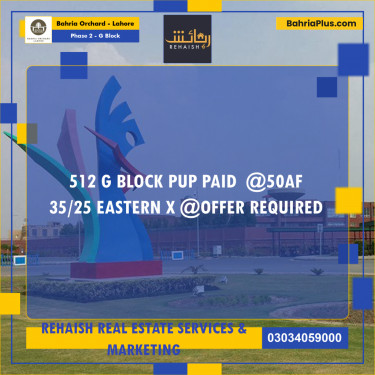 5 Marla Residential Plot for Sale in Phase 2 - G Block -  Bahria Orchard, Lahore - (BP-204851)