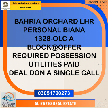 5 Marla Residential Plot for Sale in OLC-A Block -  Bahria Orchard, Lahore - (BP-204852)
