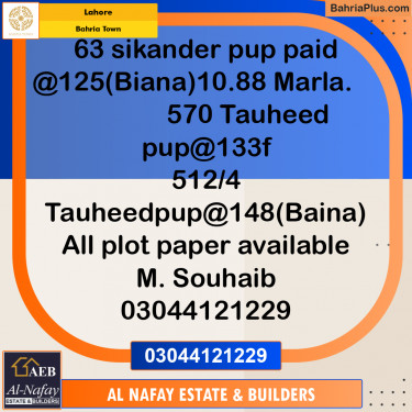 Residential Plot for Sale in Bahria Town, Lahore - (BP-204853)