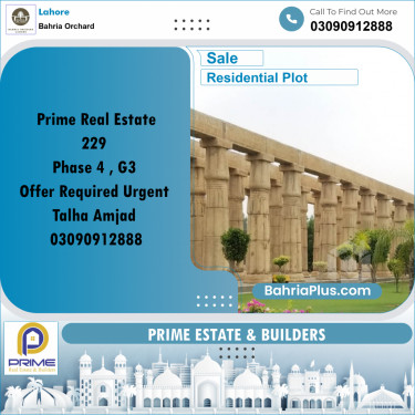 Residential Plot for Sale in Bahria Orchard, Lahore - (BP-204902)