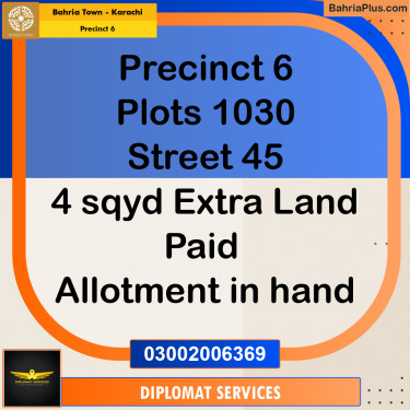 254 Sq. Yards Residential Plot for Sale in Precinct 6 -  Bahria Town, Karachi - (BP-204910)