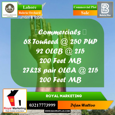Commercial Plot for Sale in Bahria Orchard, Lahore - (BP-204955)