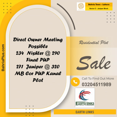 1 Kanal Residential Plot for Sale in Sector C - Janiper Block -  Bahria Town, Lahore - (BP-205028)