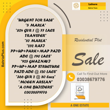 Residential Plot for Sale in Bahria Town, Lahore - (BP-205044)