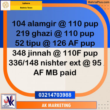 Residential Plot for Sale in Bahria Town, Lahore - (BP-205085)