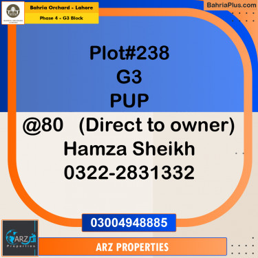 Residential Plot for Sale in Phase 4 - G3 Block -  Bahria Orchard, Lahore - (BP-205107)