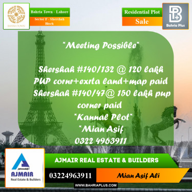 Residential Plot for Sale in Sector F - Shershah Block -  Bahria Town, Lahore - (BP-205111)
