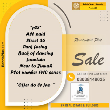 125 Sq. Yards Residential Plot for Sale in Precinct 28 -  Bahria Town, Karachi - (BP-205146)
