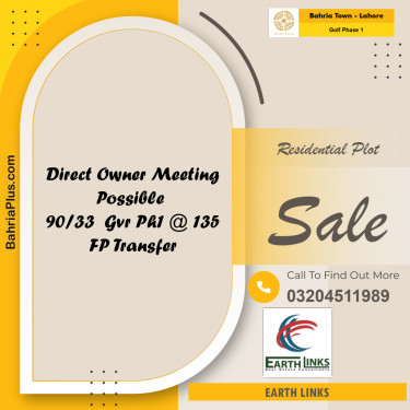 10 Marla Residential Plot for Sale in Golf Phase 1 -  Bahria Town, Lahore - (BP-205202)