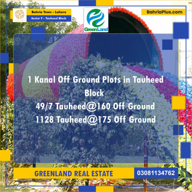 1 Kanal Residential Plot for Sale in Sector F - Tauheed Block -  Bahria Town, Lahore - (BP-205211)