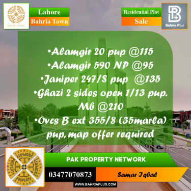 Residential Plot for Sale in Bahria Town, Lahore - (BP-205215)