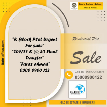 5 Marla Residential Plot for Sale in Phase 2 - K Block -  Bahria Orchard, Lahore - (BP-205328)